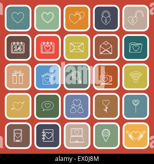 Love line flat icons on red background, stock vector Stock Vector