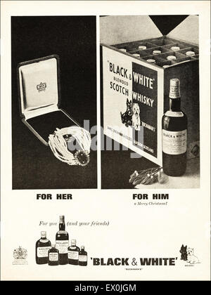 1960s advertisement circa 1964 magazine advert for Black & White Scotch Whisky Stock Photo