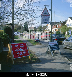Traffic disruption due to road works Stock Photo