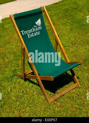 Deckchair with trentham Estate logo at Trentham Gardens near Stoke on Trent Staffordshire England UK Stock Photo