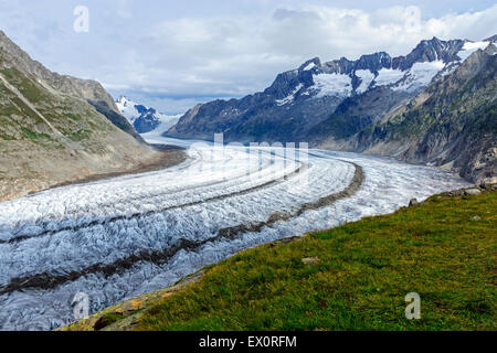 View of the Altesch glacier in the swiss alps Stock Photo