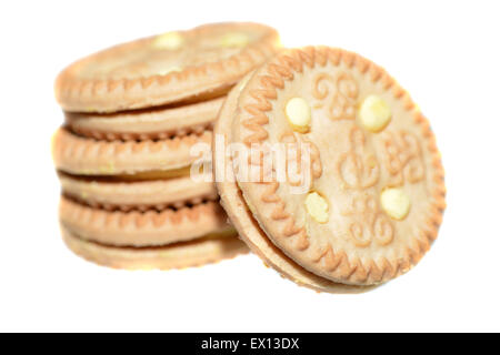 Macro shot of several cookies over white Stock Photo