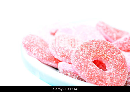 Macro shot of ring candies on a white background Stock Photo