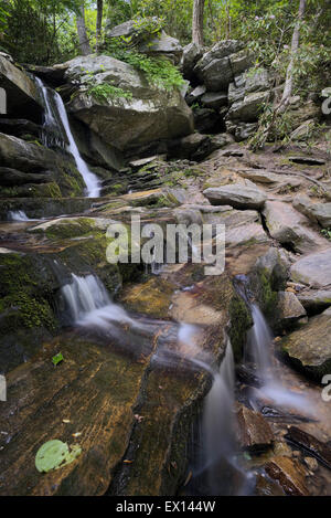Hidden Falls at hanging Rock State Park in Danbury, North Carolina. Scenic waterfall Stock Photo