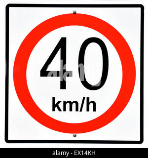 Speed limit sign forty Stock Photo - Alamy