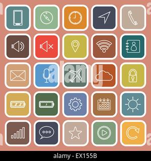 Mobile phone line flat icons on orange background, stock vector Stock Vector