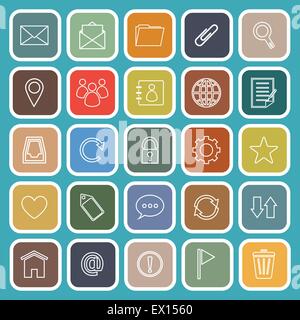 Mail line flat icons on blue background, stock vector Stock Vector