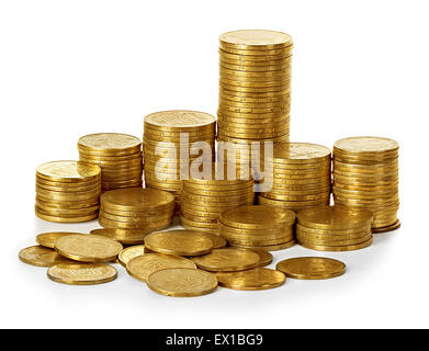 Diagram of golden coins isolated on white Stock Photo - Alamy