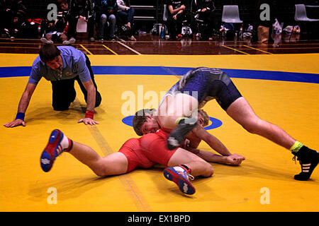 Auckland, New Zealand. 03rd July, 2015. Wrestlers, 16-20 years old from USA, Australia, New Zealand and American Samoa participate and compete in the International Downunder Wrestling Challenge at the North Shore Event Centre, Auckland New Zealand. Credit:  Aloysius Patrimonio/Alamy Live News Stock Photo