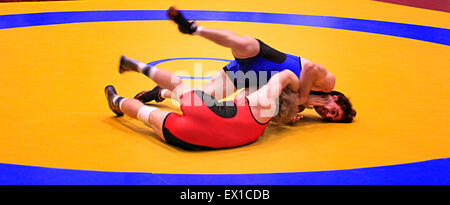 Auckland, New Zealand. 03rd July, 2015. Wrestlers, 16-20 years old from USA, Australia, New Zealand and American Samoa participate and compete in the International Downunder Wrestling Challenge at the North Shore Event Centre, Auckland New Zealand. Credit:  Aloysius Patrimonio/Alamy Live News Stock Photo