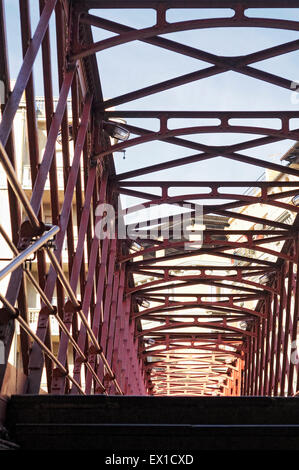 Bridge of Les Peixateries Velles designed by Gustave Eiffel over the River Onyar. Girona. Catalonia. Spain. Stock Photo