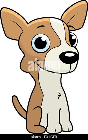 A happy cartoon chihuahua sitting and smiling. Stock Vector