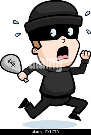 A cartoon kid burglar running in fear. Stock Vector