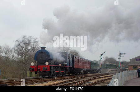 Saddle-tank steam locomotive, Isle of Wight, England, UK. Stock Photo