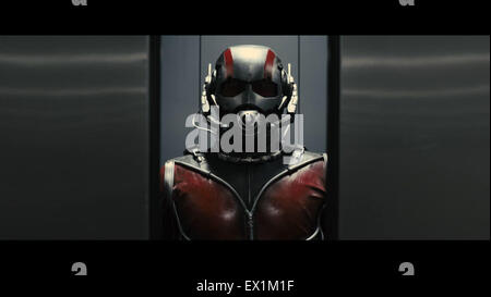 Ant-Man is a 2015 American superhero film based on the Marvel Comics characters of the same name: Scott Lang and Hank Pym.  This photograph is for editorial use only and is the copyright of the film company and/or the photographer assigned by the film or production company and can only be reproduced by publications in conjunction with the promotion of the above Film. A Mandatory Credit to the film company is required. The Photographer should also be credited when known. Stock Photo