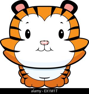 A happy cartoon baby tiger cub smiling. Stock Vector