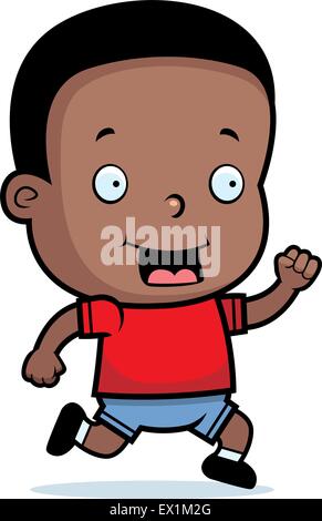 A happy cartoon toddler boy running and smiling. Stock Vector