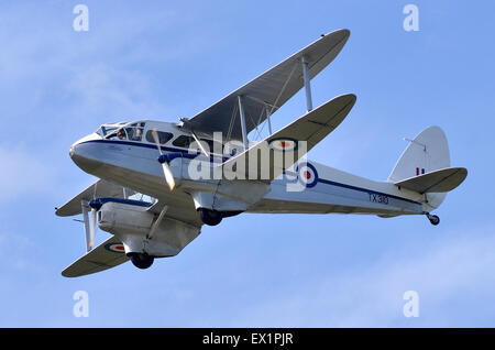 De Havilland Dragon Rapide aircraft in RAF markings at Baginton Air Pageant, Airbase, Coventry Airport, West Midlands, UK. Dating back to the 1930s, the Dragon Rapide is one of many preserved airworthy aircraft at Airbase. 4th July 2015. Credit:  Antony Nettle/Alamy Live News Stock Photo