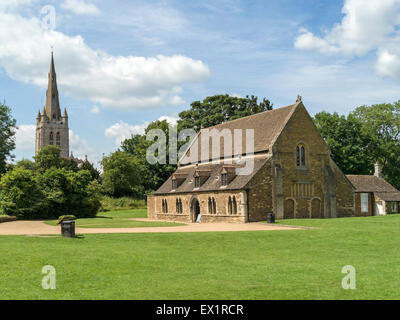 The Great Hall of Oakham Castle and All Saints Church Oakham, Rutland, England, UK. Stock Photo