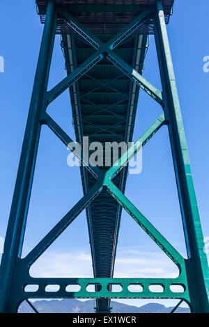 Underside view of the Lions Gate Bridge in Vancouver, British Columbia Stock Photo