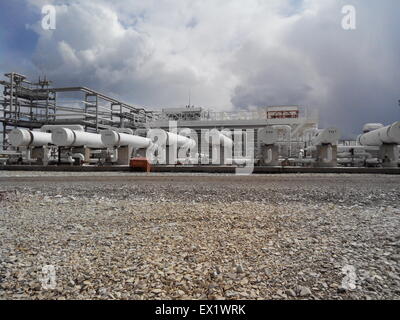 Oil refinery. Equipment for primary oil refining. Stock Photo