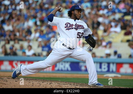 08 April 2015: Los Angeles Dodgers Pitcher Pedro Baez (52) [4014] during a  Major League Baseball game between the San Diego Padres and the Los Angeles  Dodgers at Dodger Stadium in Los