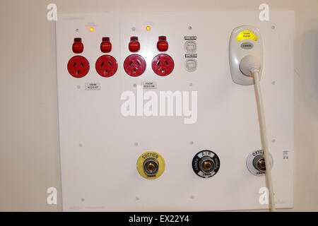 Staff assist button and hospital wall plugs  on the wall Stock Photo