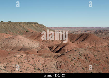 A landscape photograph of the Painted Desert, in Arizona. The Painted Desert is a United States desert of badlands. Stock Photo