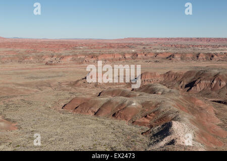 A landscape photograph of the Painted Desert, in Arizona. The Painted Desert is a United States desert of badlands. Stock Photo