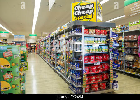 interior of an Australian woolworths supermarket in Sydney Stock Photo