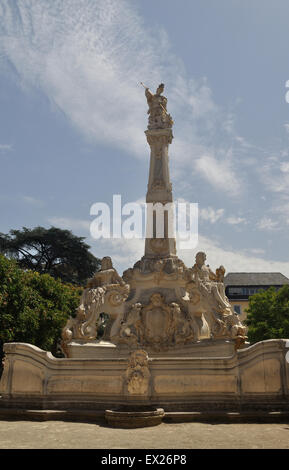 St George's fountain in the Kornmarkt in Trier Germany, designed by the architect Johannez Seitz. Stock Photo