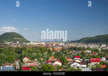 Green city near the mountains, Piatra Neamt in Romania Stock Photo