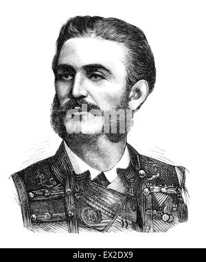 Nicholas I Mirkov Petrovich-Nyegosh (1841-1921) was the ruler of Montenegro from 1860 to 1918. Engraving from magazine Forr och Stock Photo