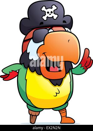 A happy cartoon pirate parrot with an idea. Stock Vector