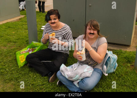 Crowds throng around the amusement and side show entertainment at the Royal show in Adelaide South Australia Stock Photo