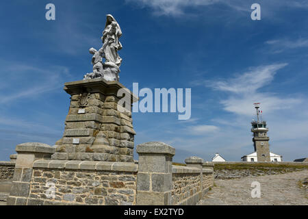 Statue of Notre Dame des Naufrages ( Our Lady of the Shipwrecked ), Pointe du Raz, Plogoff, Finistère, Brittany, France Stock Photo