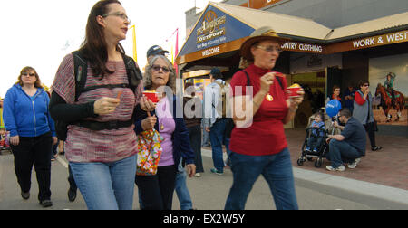 Crowds throng around the amusement and side show entertainment at the Royal show in Adelaide South Australia Stock Photo