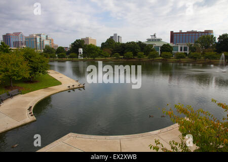 Big Spring International Park is the scenic centerpiece of downtown Huntsville, AL. Stock Photo