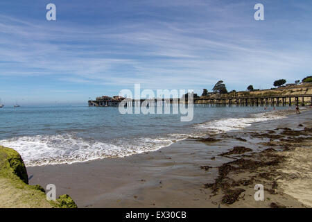 Beautiful Capitola beach with pier in the background. Stock Photo