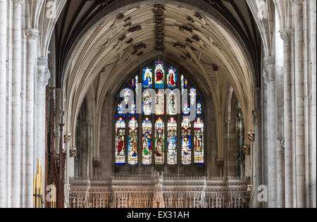 Stained glass windows of Winchester Cathedral, Hampshire, England Stock ...