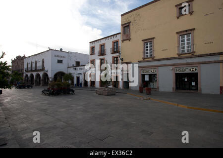 The plaza in colonial Jerez, Zacatecas state, Mexico Stock Photo