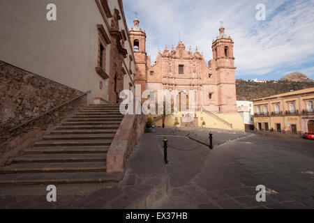 The 18th century Santo Domingo church boasts a beautiful guilded altar and the monastery next door (L) houses Museo Pedro Corone Stock Photo