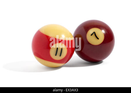 Two snooker balls, number 11 and 7 Stock Photo