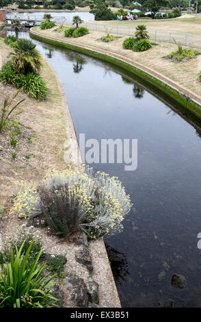 Artificial channel leading to boating lake in Princes Park Eastbourne Sussex UK Stock Photo