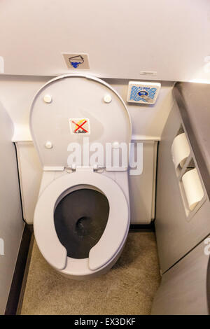 Airbus A320 airplane toilet interior Stock Photo