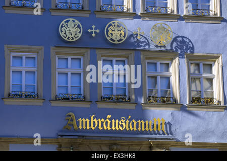 Facade of the inn Ambräusianum in the old town of Bamberg, Upper Franconia, Bavaria, Germany, Europe Stock Photo