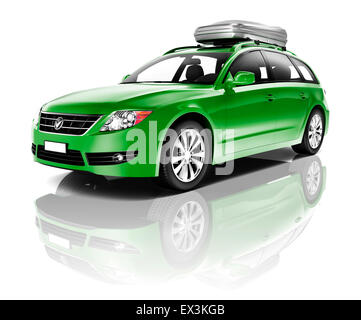 Three Dimensional Image of a Green Car Stock Photo