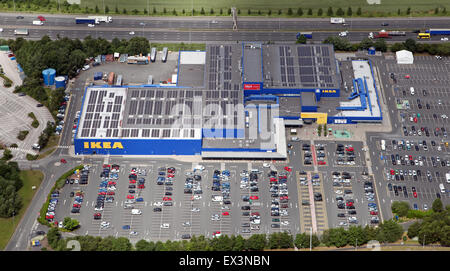 aerial view of the Warrington IKEA furniture and retail store, UK Stock Photo