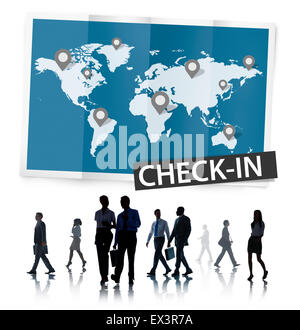 Check In Travel Locations Global World Tour Concept Stock Photo