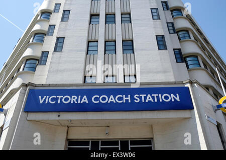 A close-up view of Victoria coach station in central London, UK Stock Photo